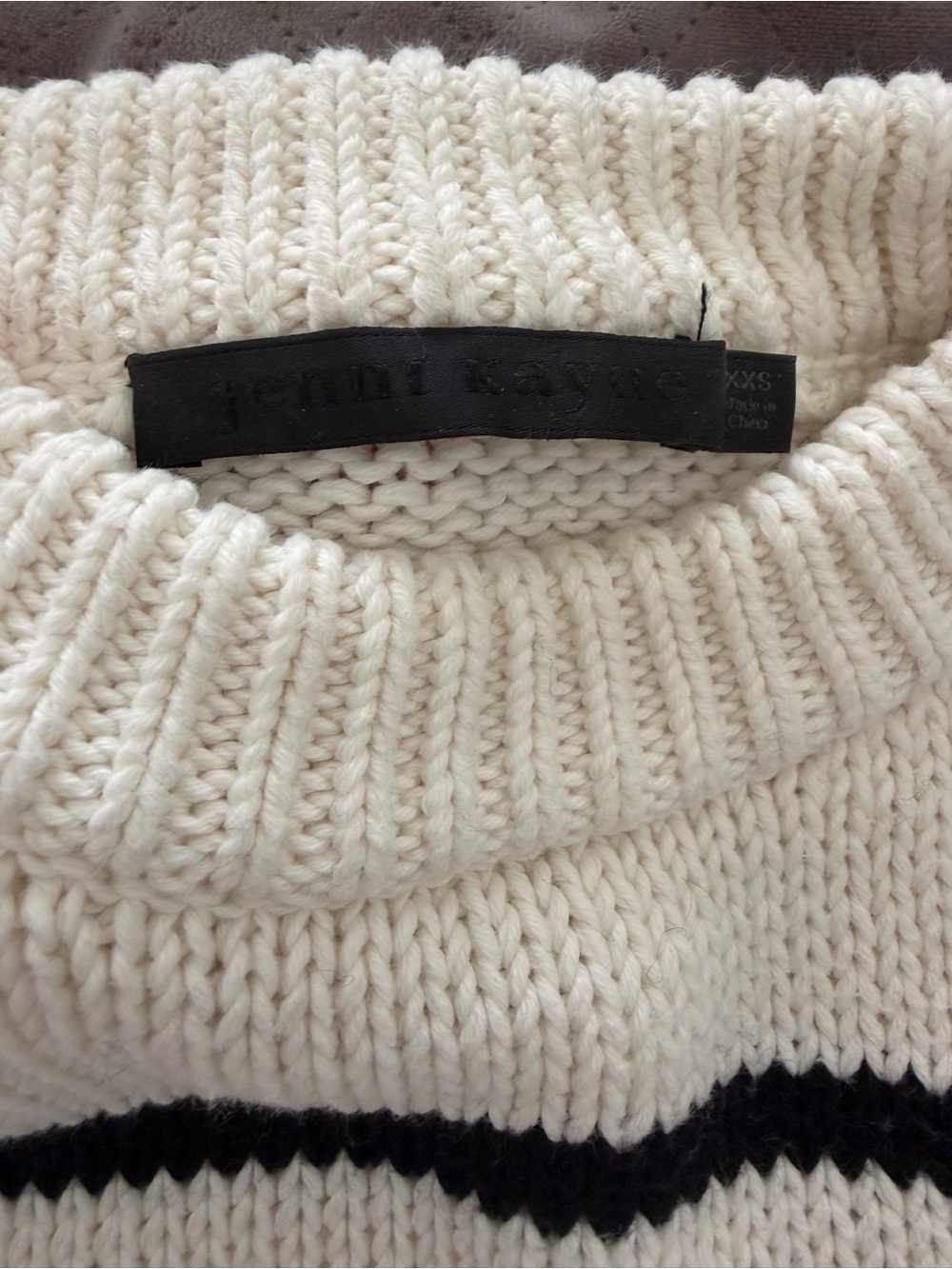 Jenni Kayne Cream and Black Chloe Crew Neck Knit Sweater - Picture 3 of 3